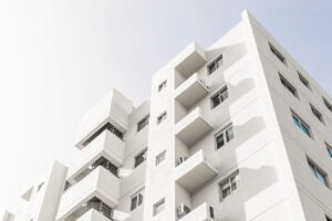 A white residential building